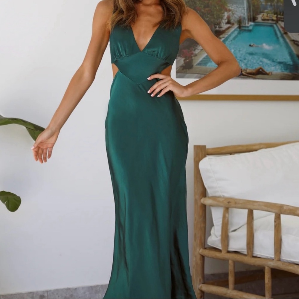 Hello Molly Always Glam Midi Dress (Teal/Emerald Green) Small